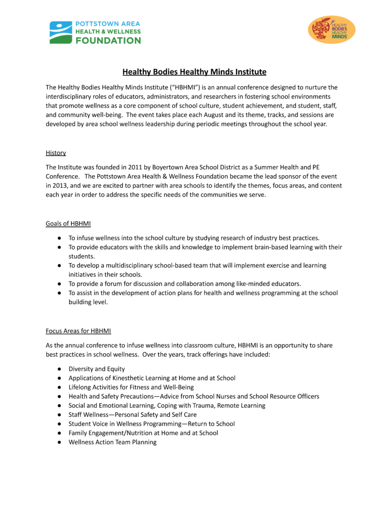 HBHM Healthy Bodies Healthy Minds Institute general information doc for interested speakers attendees community 1 pager _Page_1 HBHM Healthy Bodies Healthy Minds Institute general information doc for interested speakers attendees community 1 pager _Page_1